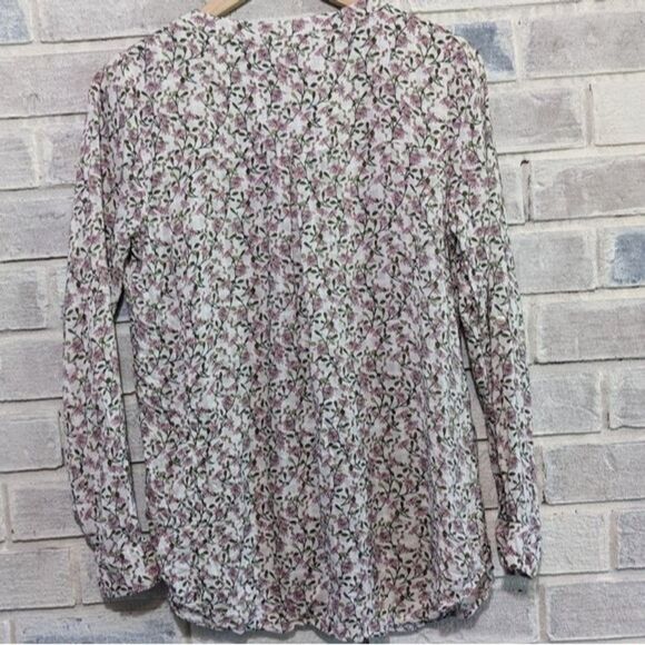 Jane and Delancy floral button down shirt white w/ pink flowers sz M - Picture 5 of 8